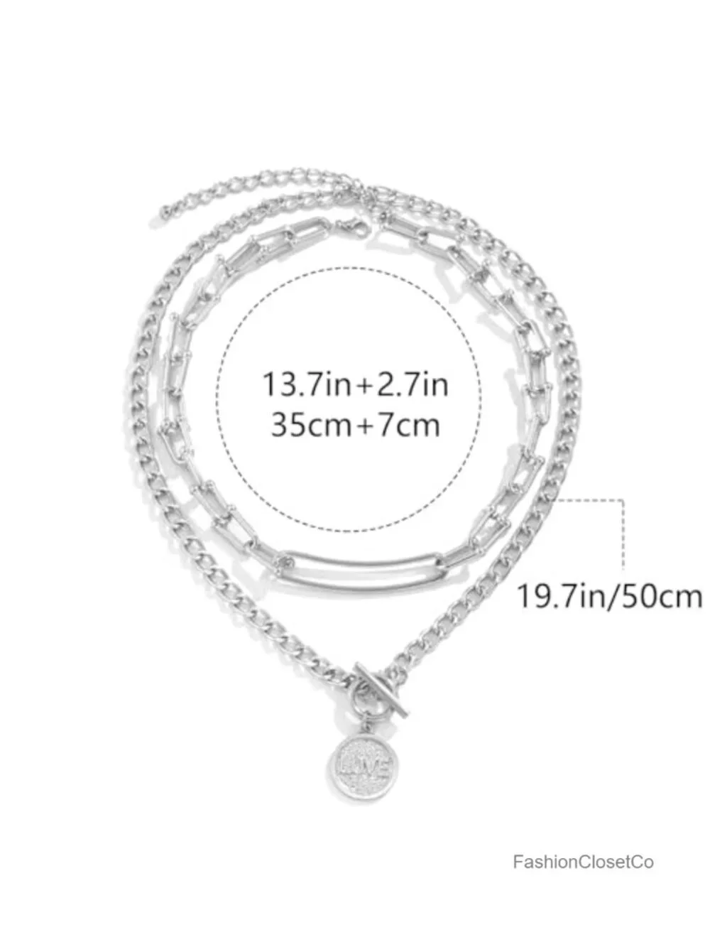 Layered Pendant Necklace Set for Women Chunky Link Chains 21